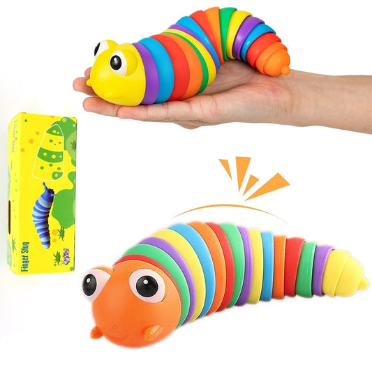 3D Rainbow Color Plastic Slug Fidget Toys.