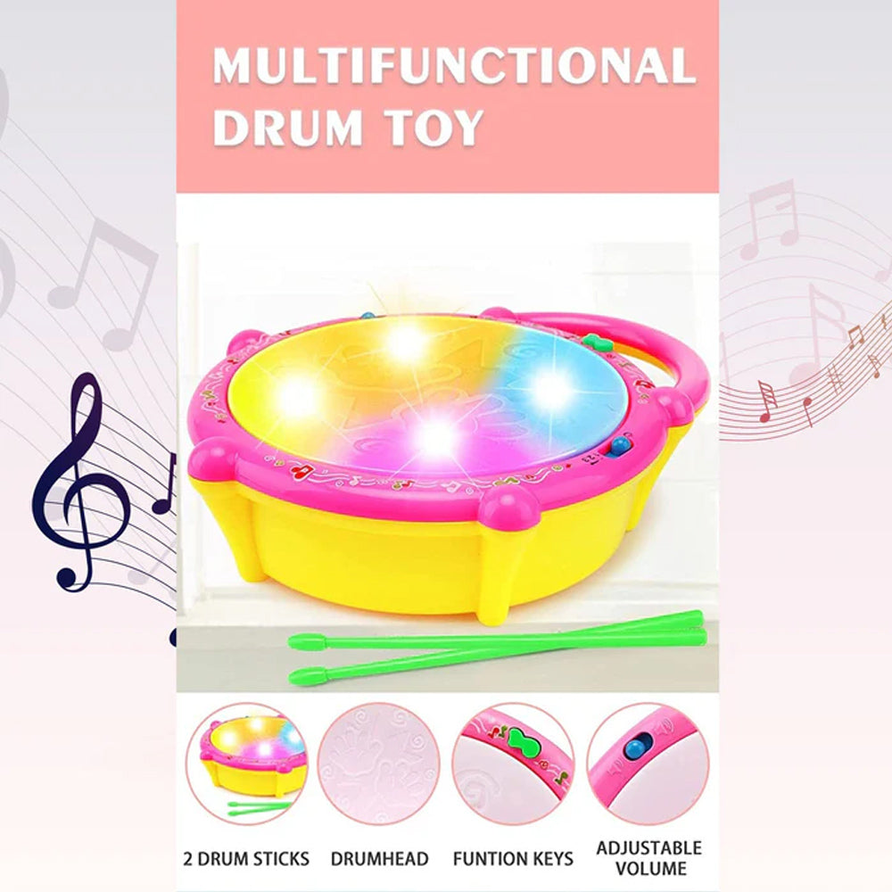 Flash Drum Toys for Kids with Light & Musical Sound Colorful Plastic